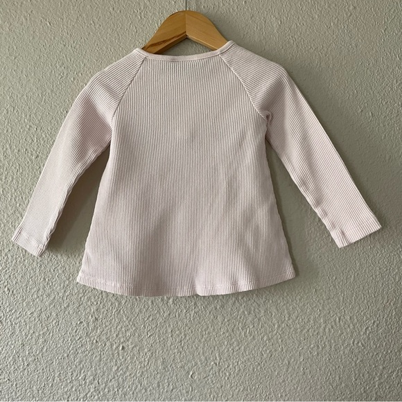 Lucky Brand Waffle Knit Top Toddler Girls 3T Pink Embroidered Long Sleeve Henley - Picture 7 of 10